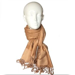 Vintage Pashmina Wrap with a Paisley Design and a Solid Border with Tassels